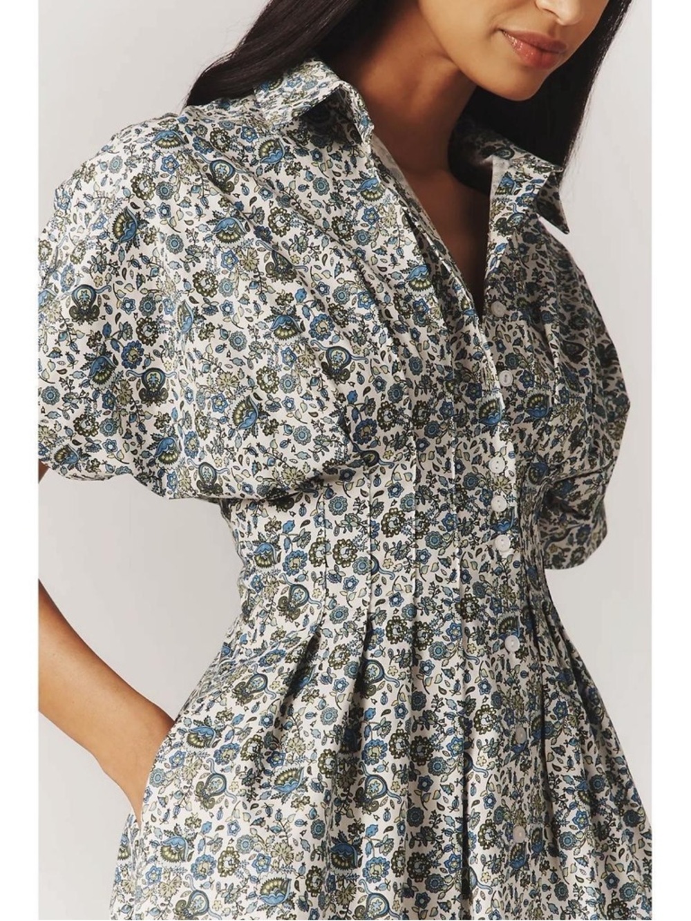The Tobie Button-Front Pleated Mini Shirtdress